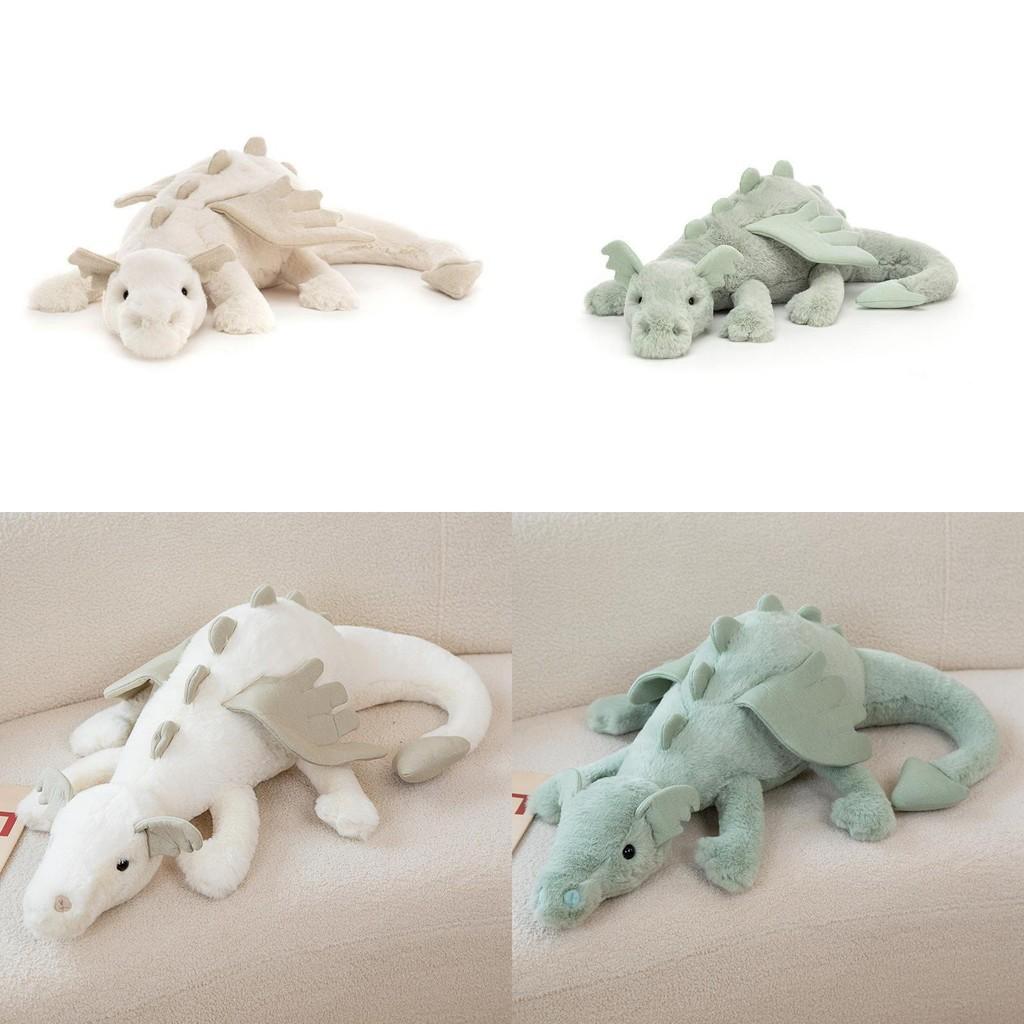 Adorable peluche Dragon Céleste, douce et mignonne, un long oreiller pour enfants, disponible en rose, bleu et vert.