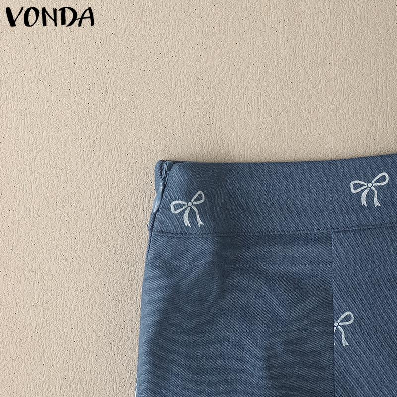 VONDA Seturi Maieuri Femei Gât O Imprimeu Topuri Fără Mâneci și Fuste Mini A-line Costume Ținute