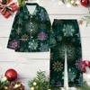 Ladies' Christmas Printed Long Sleeved Long Pants Casual Home Set
