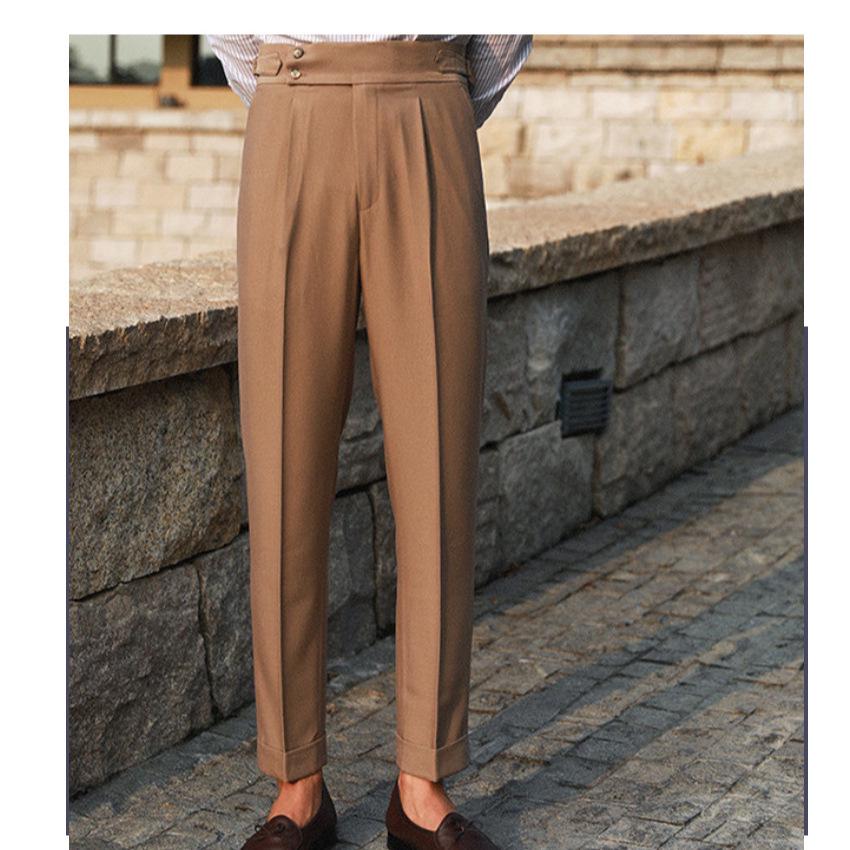 2026 Italian Slim-Fit Men's Business Casual High-Waisted Dress Pants for Autumn and Spring