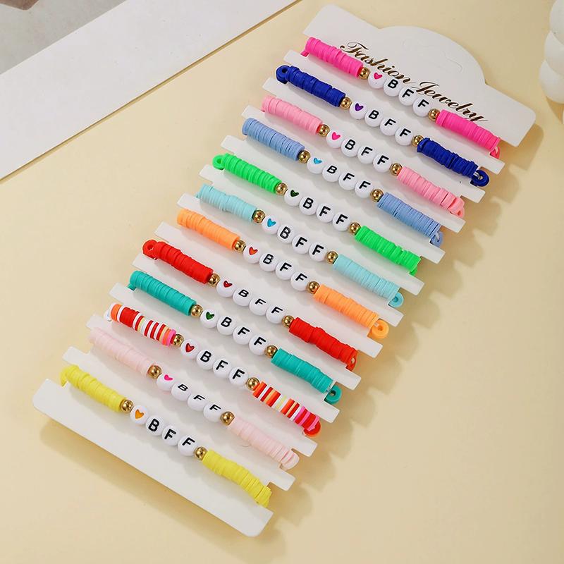 WTEMPO Junggesellinnenabschied Hen Party Braut Brautjungfer TEAM BRAUT Buchstaben Mehrschichtig Gestapelt Elastisch Weiche Keramik Armband Set Damen Armbänder