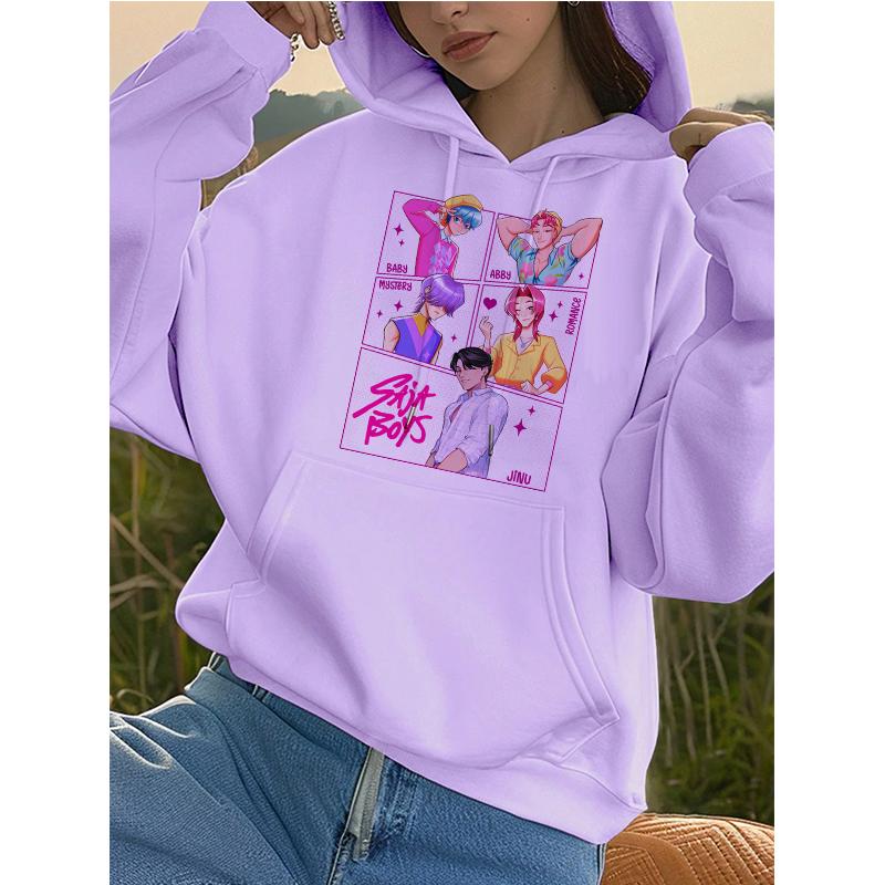 Kpop Demon Hunters Tiger Pocket Hoodies Manga Harajuku Hoody Hooded Women's Autumn Winter Sweatshirts Girls Pullovers Clothes