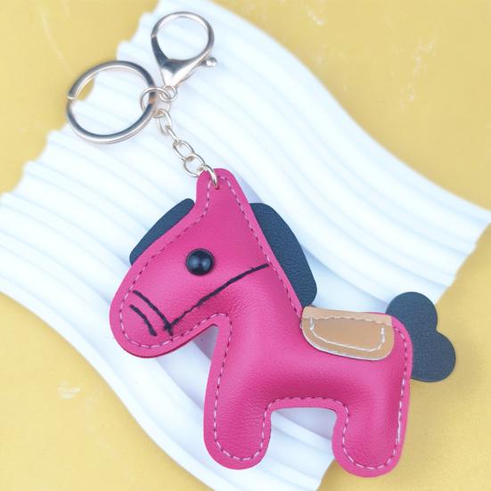 Yousheng Keychain Pendant Synthetic Leather Horse Charm Keyring with Rope Vibrant Colors Key Holder Bag Accessory