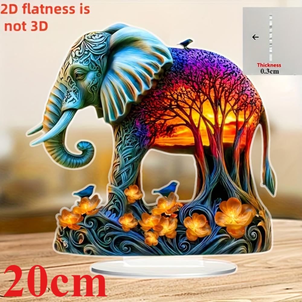 

Слон и Древо Жизни, 2D плоский акрил, настольное украшение, орнаменты, подходит для гостиной, офиса, подарки, Рождество, Хэллоуин 20cm