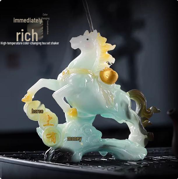 Instantly Wealth-Attracting Color-Changing Horse Tea Pet for Kung Fu Tea Sets – Office Desktop Tray Ornament
