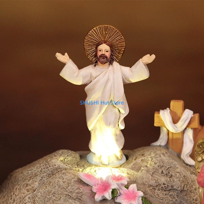Resurrection Easters Tomb Scene Figurines Set for Seasonal Tabletop Decorations D57B