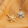 Stainless Steel Snowflake Pendant Necklace with Synthetic Zirconia, Rotatable Women's Jewelry Set