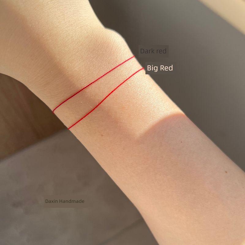 

0,3 мм Чрезвычайно тонкий браслет ручной работы из плетеного красного шнура 18-каратное золото Мужской и женский Парный Подружки Удача Удача Удача Удача Удача Ремешок для ношения Big Red [0.3mm pure 18K gold]]