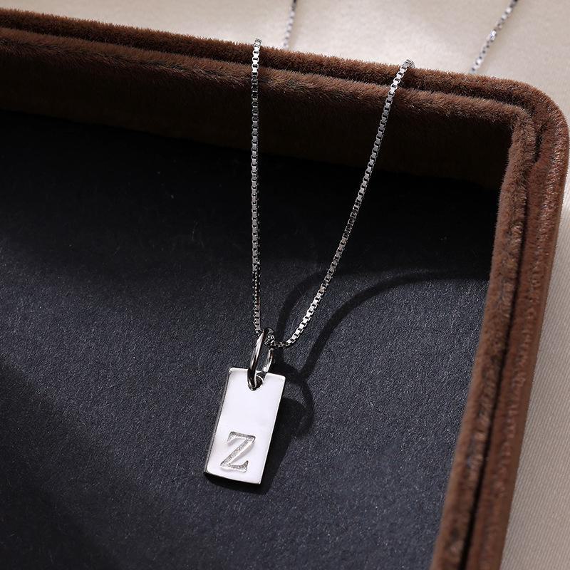 Banyan Tree Sterling Silver Square Letter Pendant Necklace