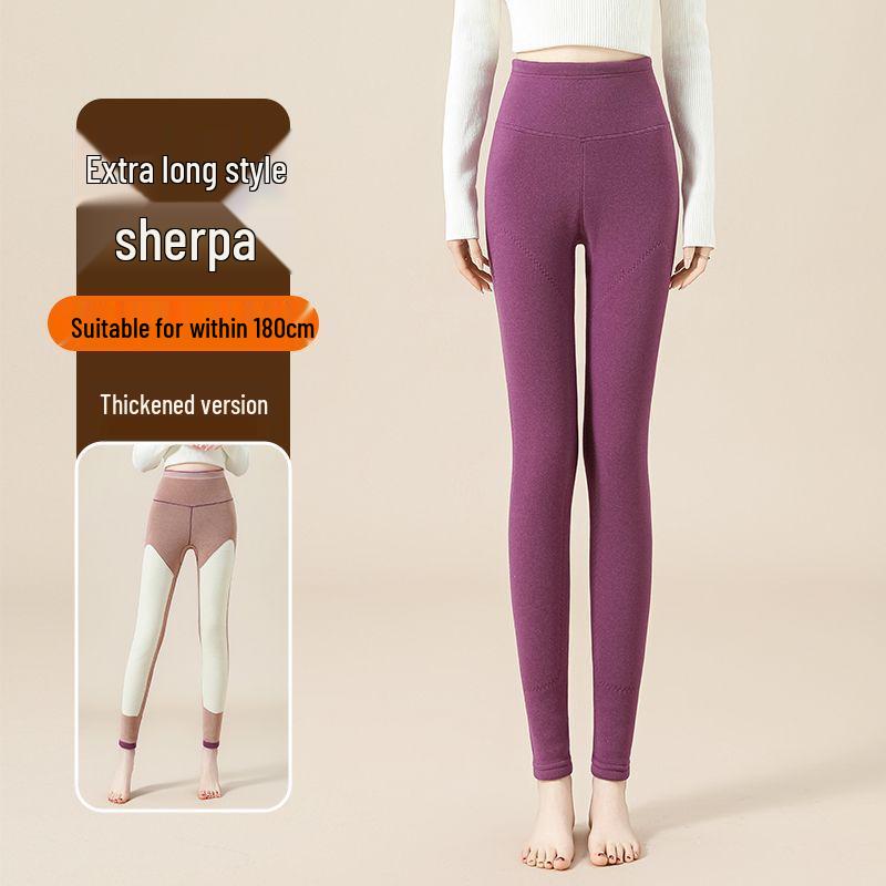 

Women s High-Waisted Velvet-Lined Base Layer Pants for Tall People - Plus Velvet Thickened, Warm Winter Wear Extra Long Size (Length 108CM, 100-150kg) фиолетовый