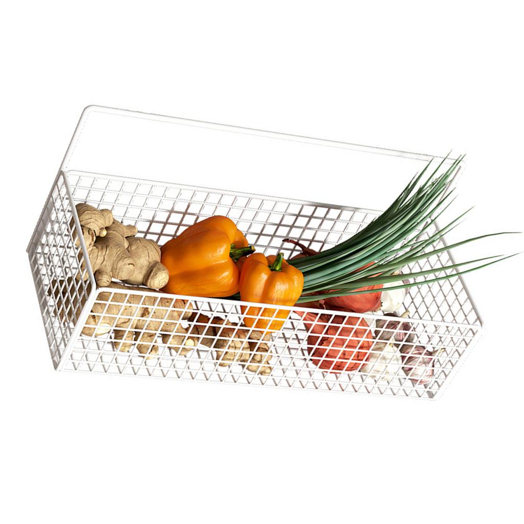 Cesto Portaoggetti in Filo Metallico da Parete Cesto Portafrutta Sospeso Contenitore Organizzatore con Adesivo per Cucina