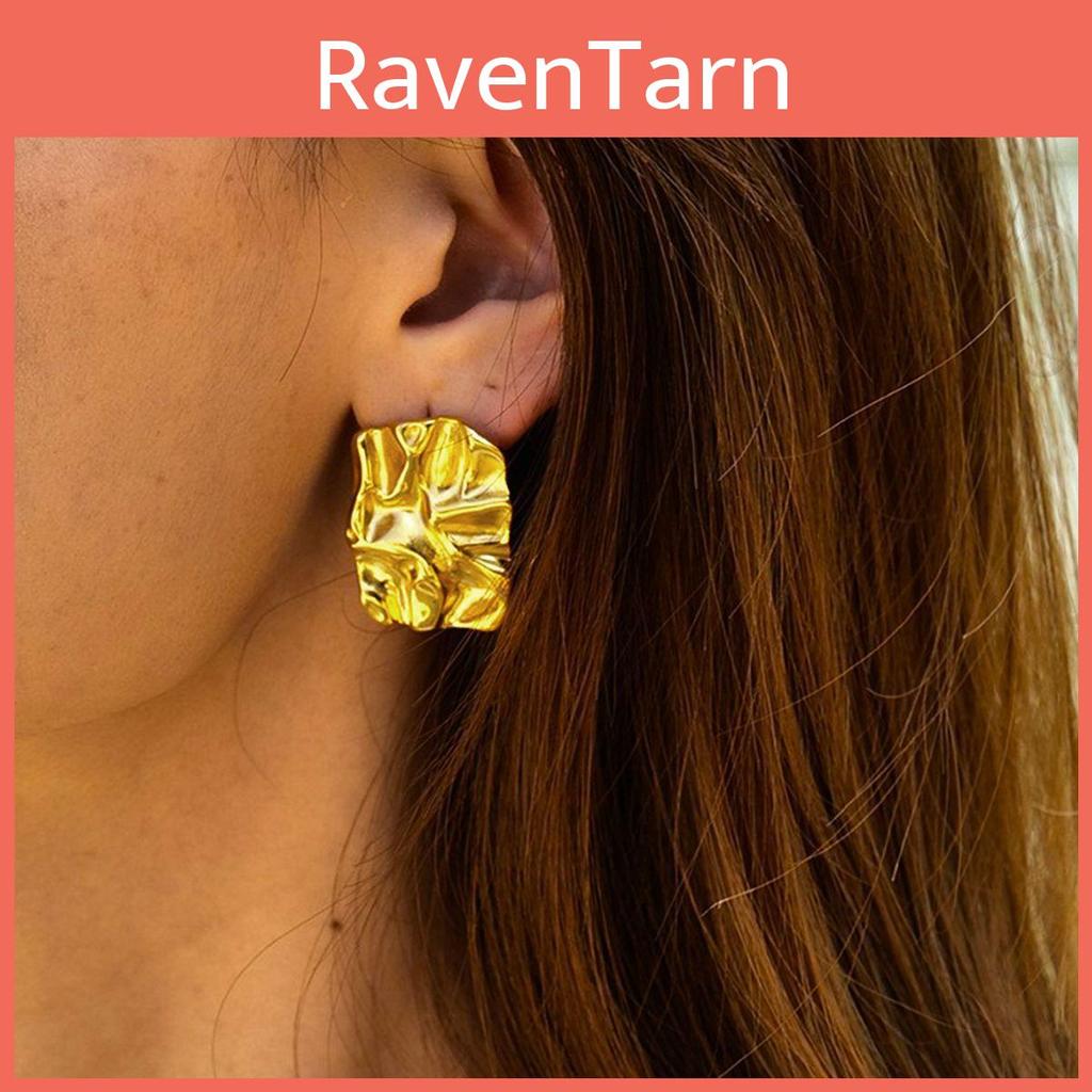 Modern 18k Gold And Silver Titanium Steel Earrings With Unique Geometric Shapes