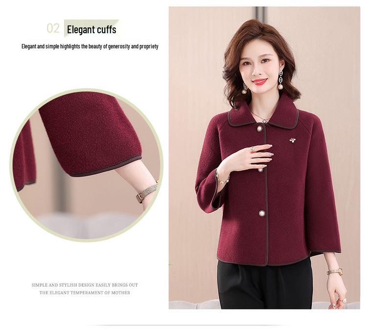 Hengyuanxiang Woolen Trench Coat for Middle-Aged and Elderly Women