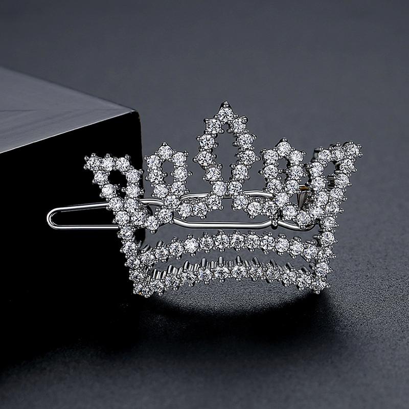 LUOTEEMI Fashion Fancy Princess Favor Gift Shiny CZ Crown Hair Clips for Girl Hair Accessories