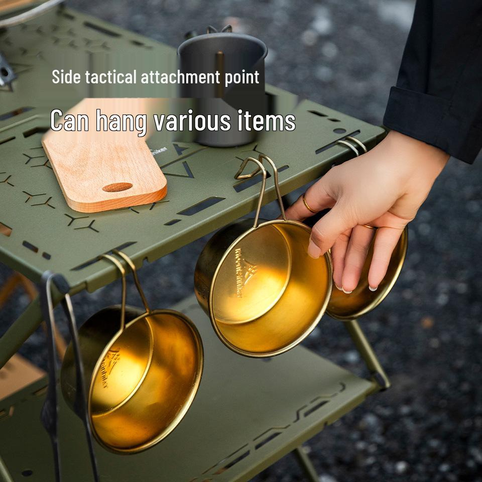 Folding Aluminum Camping Picnic Shelf with Triple Storage