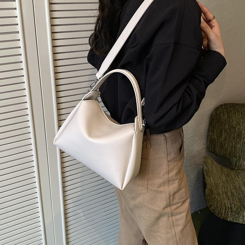 Neue lässige Bucket Bag mit großem Fassungsvermögen, schlichte einfarbige Retro-Schulter-Umhängetasche