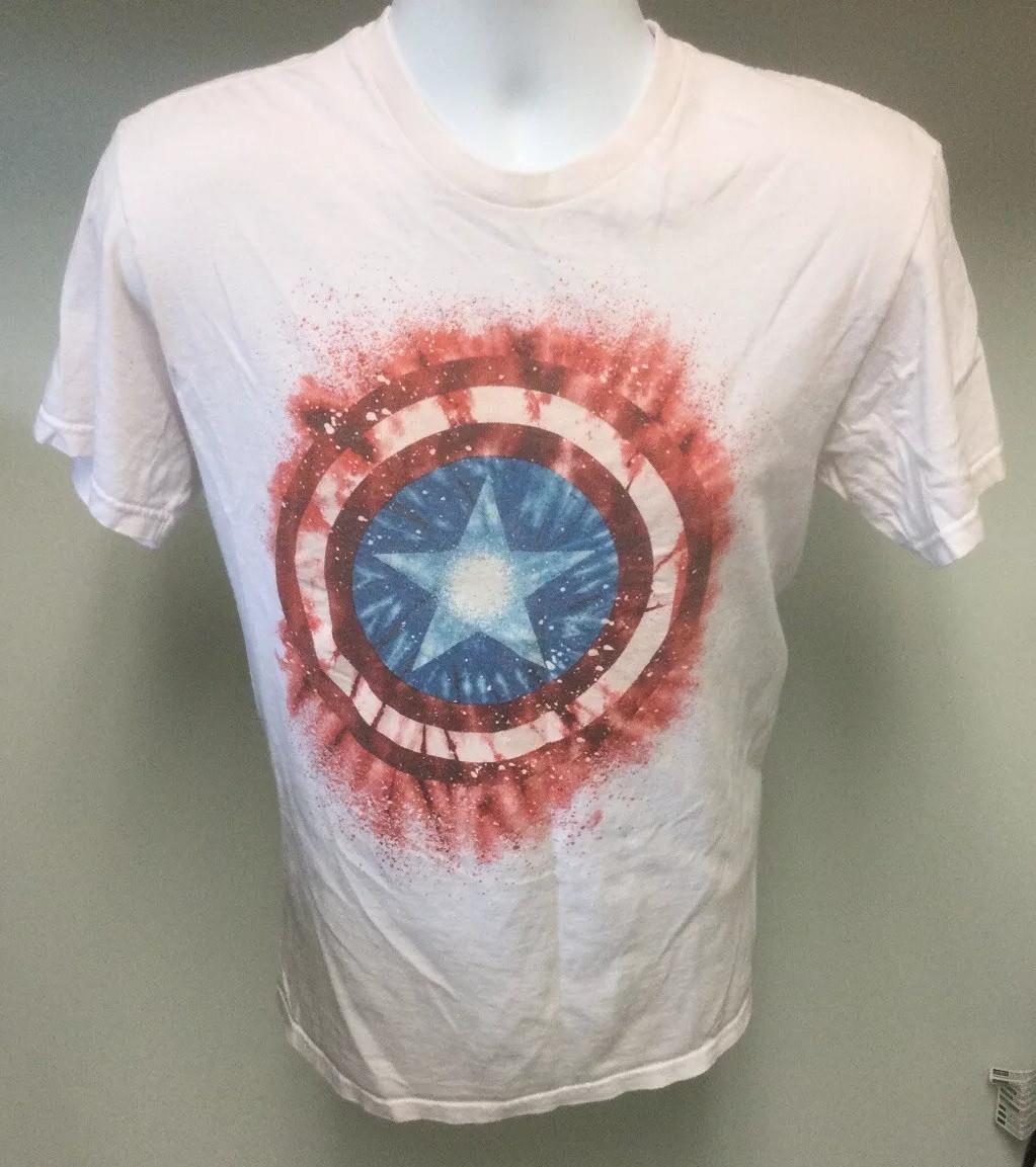 Marvel Captain America Distressed Shield Logo Pale Pink T-Shirt Size Medium S