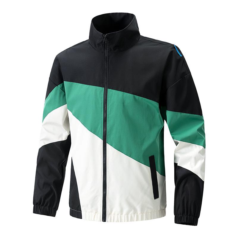 

Men s Stylish Loose Stand-up Collar Color Block Jacket - Casual Outdoor Sportswear 2XL