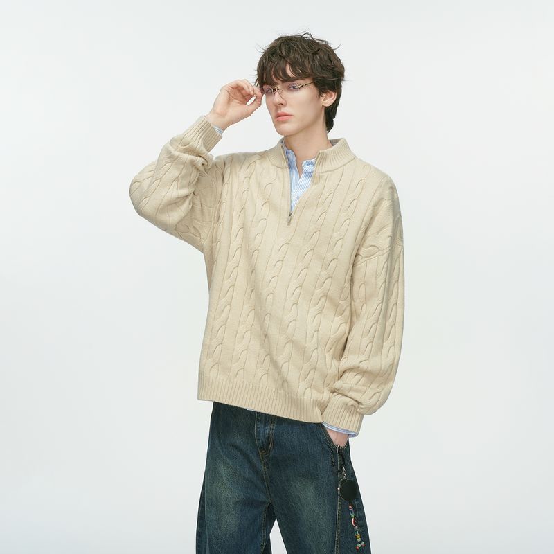 Dream Made Old Money Style New Rich Twist Sweater Men's Autumn and Winter Thickened Couple Inner Wear Men's Knitwear