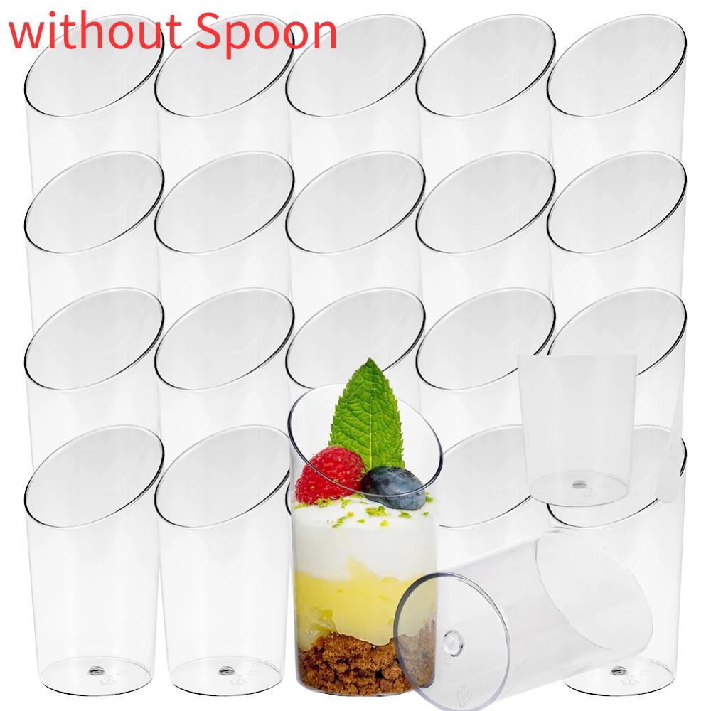 50/100pcs Dessert Cups Round Parfait Cups Disposable Clear Parfait Cup ice Cream Cup for Cake Souffle Jello Party Supplies