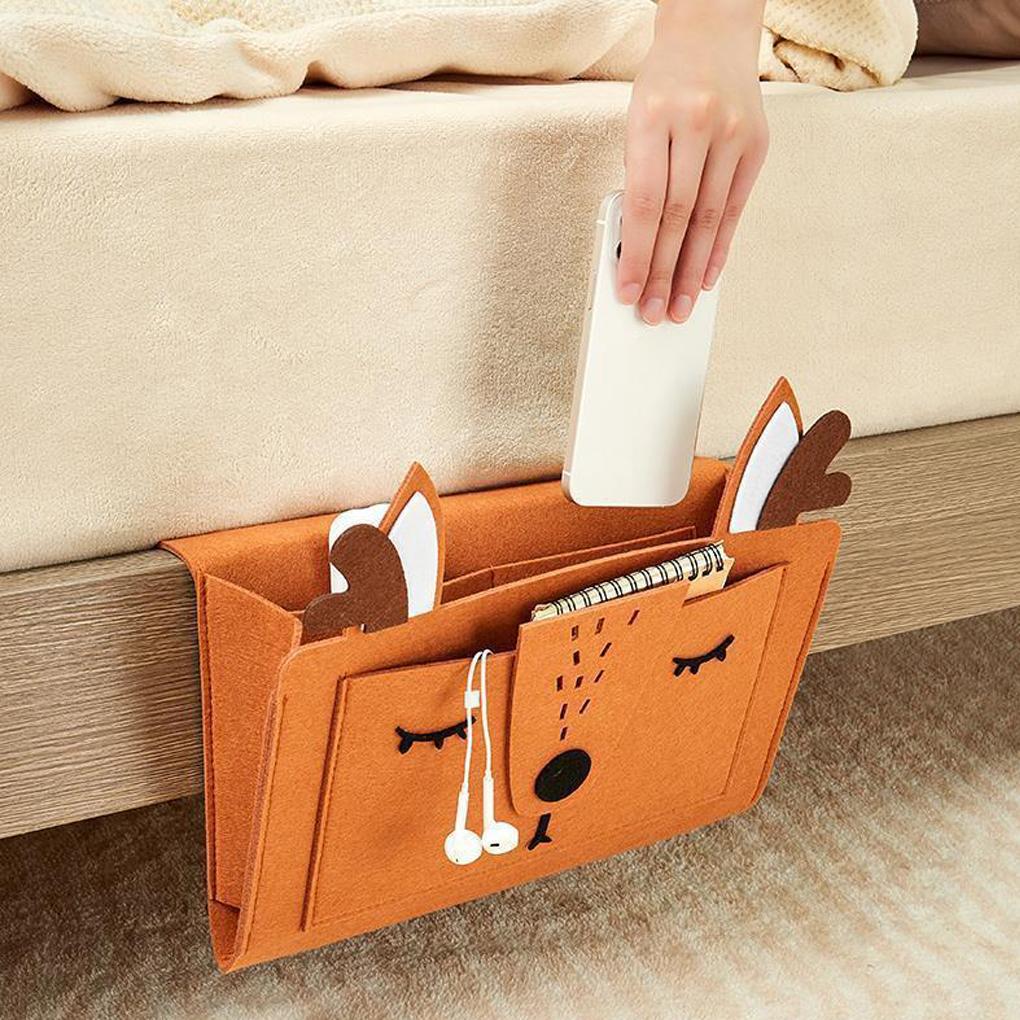 Bedside storage bag, bedside organizer, dormitory cloth basket bed sofa animal classified storage books/glasses/mobile