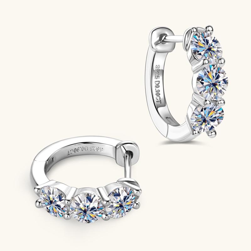 Anziw 14k Gold Plated Hoop Earrings for Women 3.5mm D Color 925 Sterling Silver Moissanite Diamond Huggie Earring Girls Jewelry