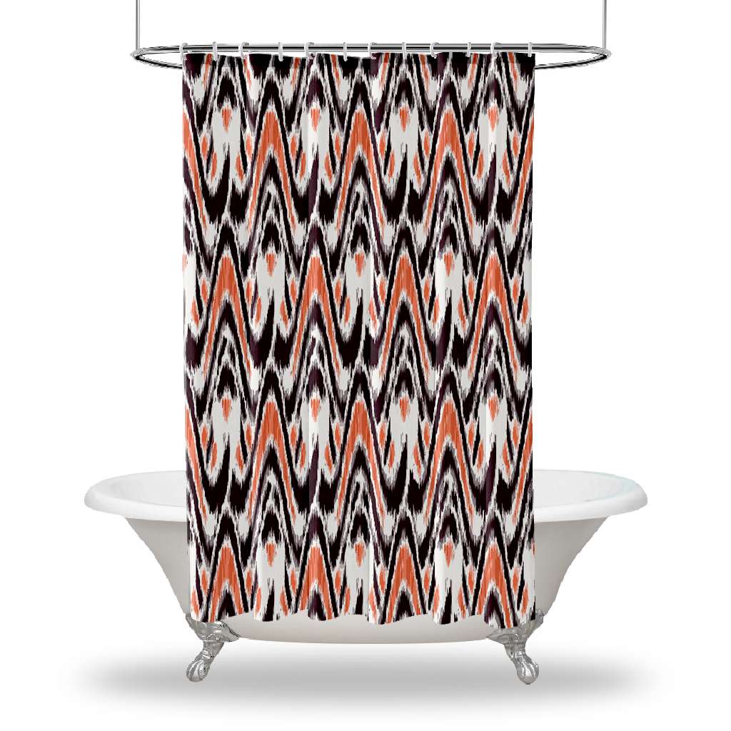 

Душевые занавески с рисунком икат/водостойкие занавески для душа для украшения вашей ванной комнаты — декоративные винтажные цвета, искусство оранжево-коричневого цвета