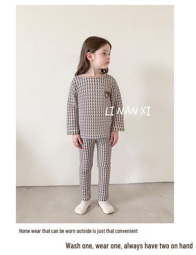 Girls' 2025 Winter Pajama Set: Korean-Style Floral, Fleece-Lined, Comfortable Home Wear