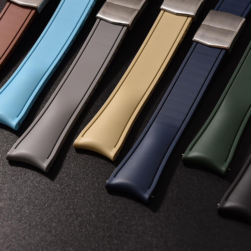 New Design Curved Rubber CTS Watch Strap 20mm 22mm Quick Release Original Butterfly Buckle Watch Bands For FKM Strap Cut To Size