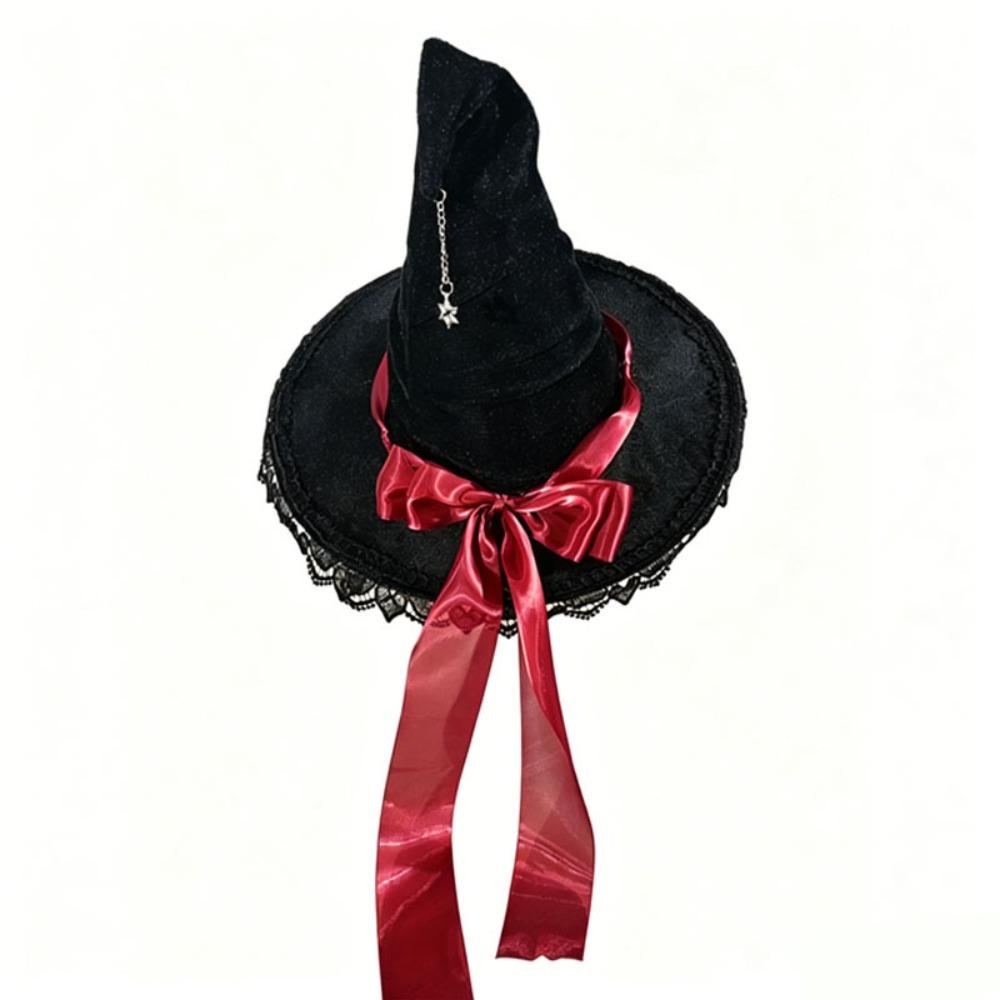 Lace Lolita Witch Hat Star Pendant Wizard Cap Party Props Halloween Hat Cosplay Event