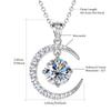 Moissanite Main Stone, Sterling Silver Ladies Pendant Necklace,Moon Sun Element Round Moissanite Pendant Fashion Holiday Gift Jewelry Anniversary Gift