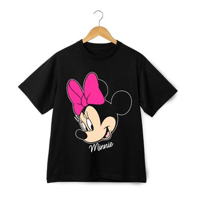 Pinke Schleife Minnie Custom Grafik T-Shirt – Schwarzes T-Shirt für Disney-Fans Unisex