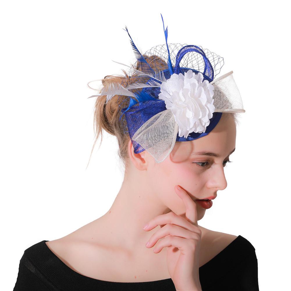 

Popular Hemp Yarn Banquet Mesh Top Hat Bridal Feather Hairpin European And American New Year S Gift Hat
