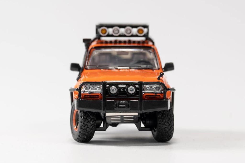 Gaincorp Products Scale Toyota Land Cruiser LC80 Version LHD Finished Model 1/64 Off-Road Orange/Gray KS-014-120