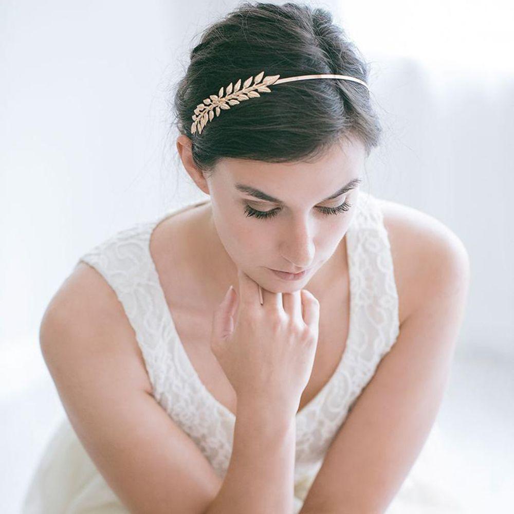 Tiara Kopfschmuck Brautjungfer Metall Goldblatt Braut Stirnbänder Blätter Haarbänder Hochzeit Haar Krone