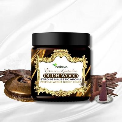 Herbexo Pure Oud Dhoop Konileri - Premium Bakhoor Oud Tütsü - Aromatik Oudh Aroması - Rahatlama ve Meditasyon için İdeal - Çevre Dostu Yavaş Yanma
