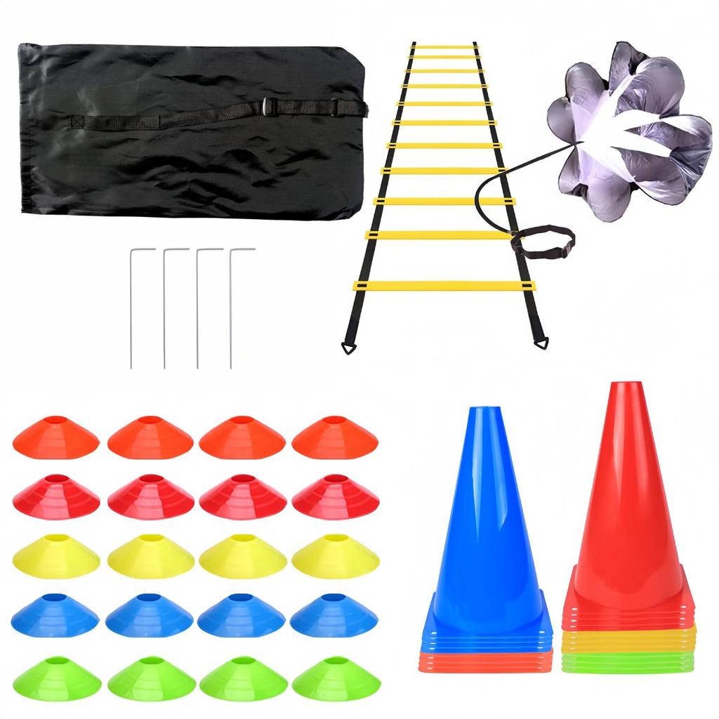 Agility Ladder Set: Speed Ladder, Footwork Training, Marker Cones, Resistance Band, Circle Steps