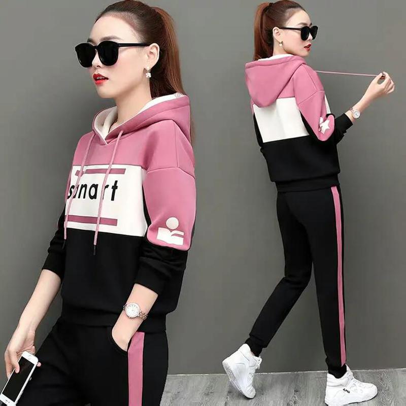 Casual Sports Suit Women's Loose Hooded Hoodie Sportswear Two-piece Suit Loose and Thin Hooded Hoodie Soft and Comfortable