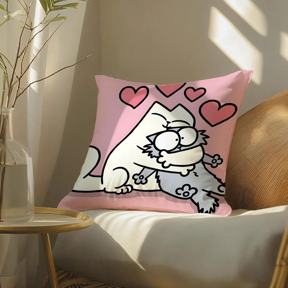 Comic Simple Humorous S-Simons Cat Pillow Case Double-Sided Plush Sofa Cushion Covers Organic Breathable Invisible Zipper