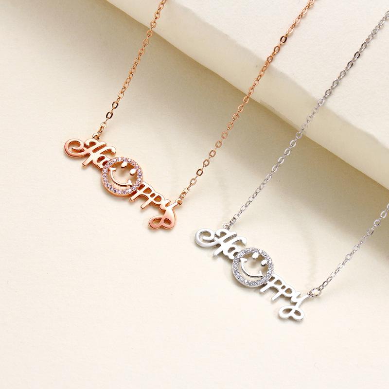 Creative Smile Letter Necklace Women's Fashion Versatile Niche Design Sense Personalized Pendant Accessories