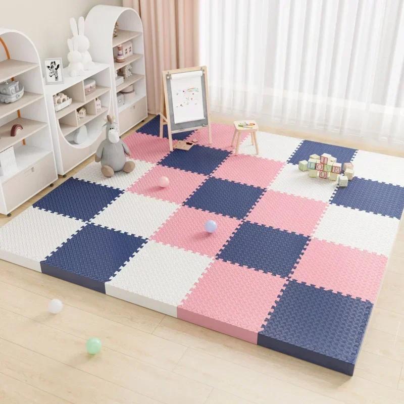 6Pcs 2.5cm Thickening Baby Interactive Game Carpet Anti-slip and Shockproof Living Room and Bedroom Mat Children's Room Carpet
