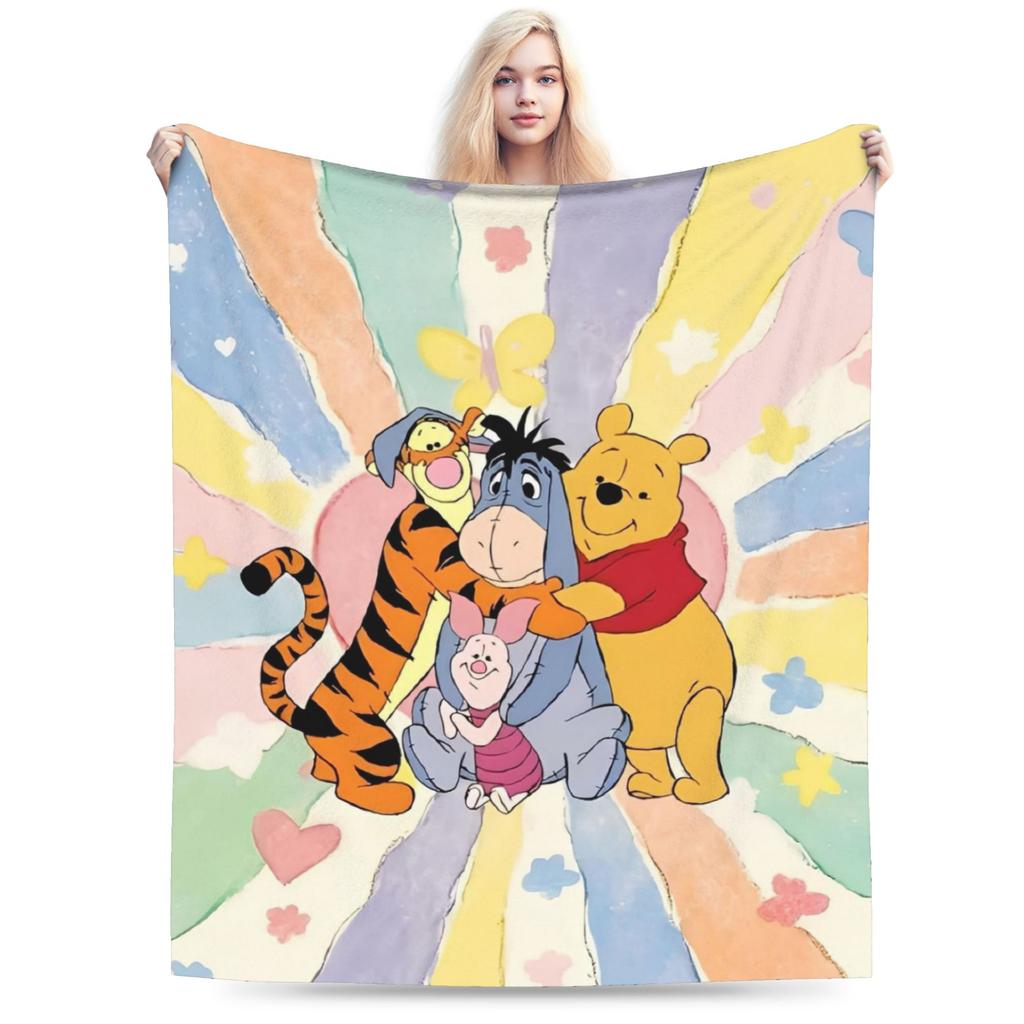 Cute Kawaii Blankets Winnie The Pooh Fuzzy Throw Blanket Bedding Couch Personalised Soft Warm Bedspreads
