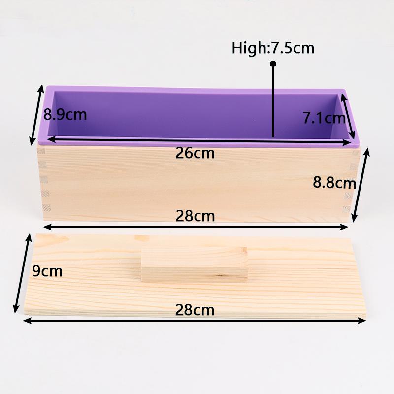 1200ml Silikon Seifenform Rechteckig Holzbox Mit Deckel DIY Kuchen Toast Brot Backzubehör Handwerk Seifenherstellung Form Gussform