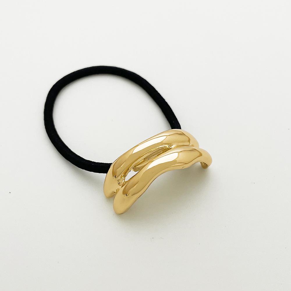 U-Shaped Minimalist Alloy Hair Tie with Bright Finish for Ponytails - European & American Style