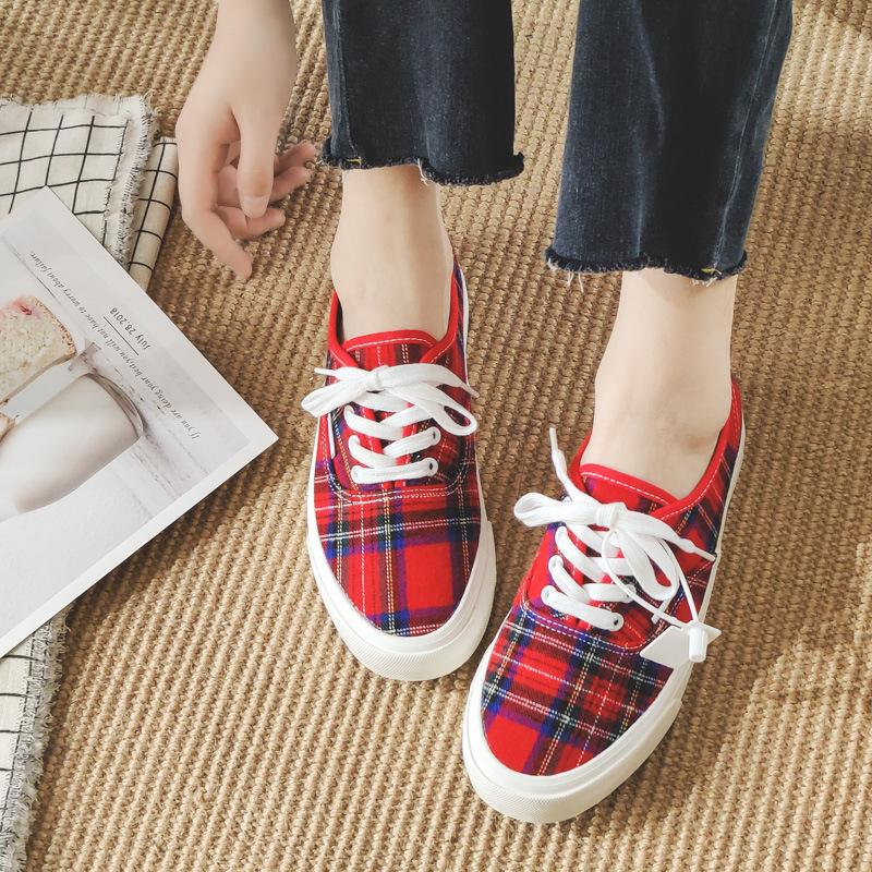 New Spring Niche Plaid Low-top Canvas Shoes Student Street Skateboard Shoes Ins Casual Shoes