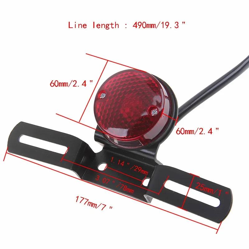 New Motorcycle Retro Red Rear Tail Brake Stop Light Lamp W/ License Plate Mount for Harley Honda Suzuki Chopper Bobber