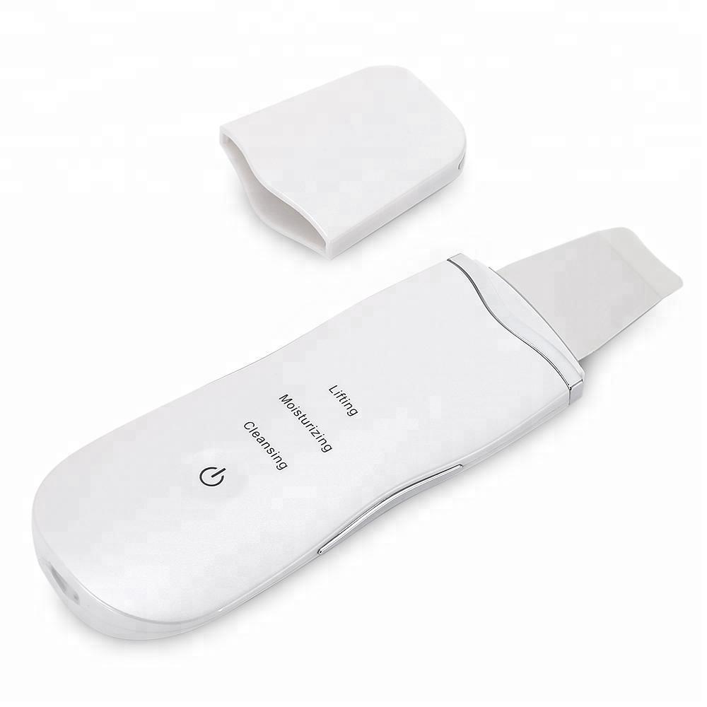 Electric Facial Dead Skin Peeling Professional Sonic Cleaning Ultrasonic Ion Facial Acne Pore Spatula Skin Scrubber Built-In Battery белый