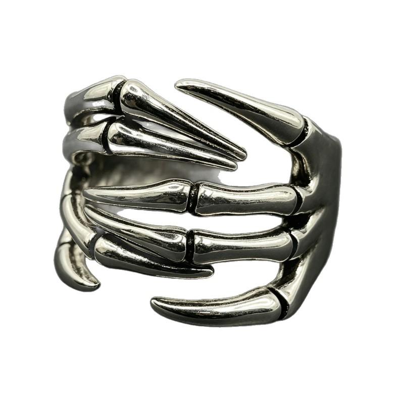 Adjustable Open Ring With Vintage Bone Claw Design Punk Gothic Style Copper Jewelry Men Women