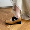 Fashion Comemore Medium Thick Heel Ballet Mary Jane Women's Shoes Fashion Shallow Mouth Square Toe Pumps Cross Strap Heels for Women