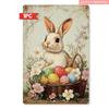 Tin Sign Retro Easter Rabbit Floral Wall Art Home Holiday Decor Metal Poster